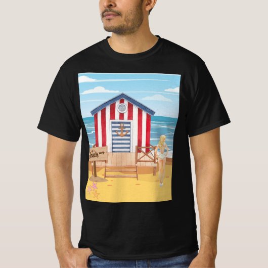 Dames op het strand t-shirt (Voorkant)