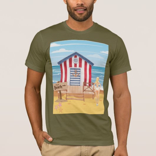Dames op het strand t-shirt (Voorkant)