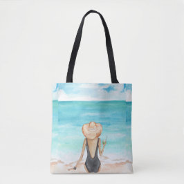 Dames op het strand tote bag