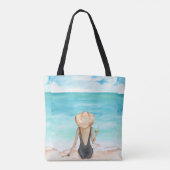 Dames op het strand tote bag (Achterkant)