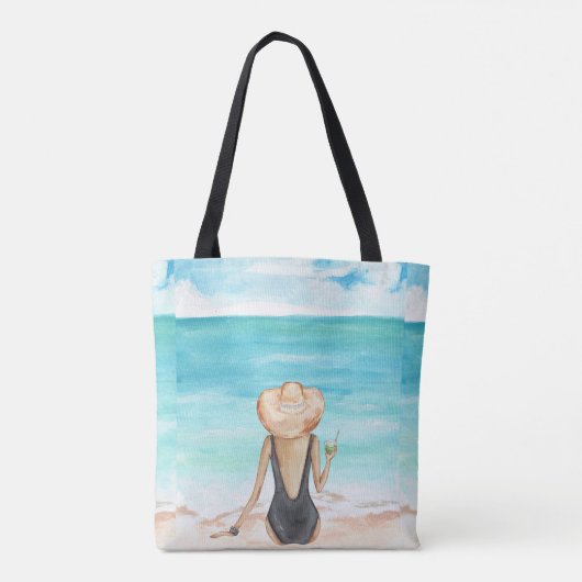 Dames op het strand tote bag (Achterkant)