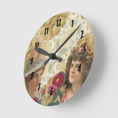  dames op koffie met gekleurd collage met roos ronde klok (Hoek)