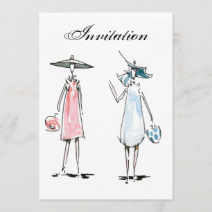 Dames op weg naar uitnodiging van Lunch