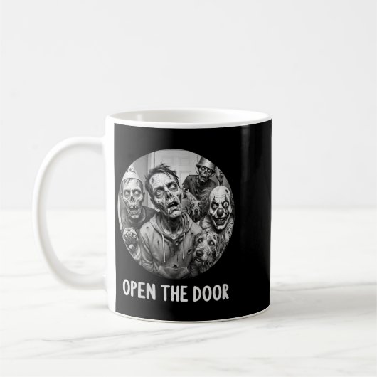 Dames Open De Deur Zombie Honden Grappig Halloween Koffiemok (Links)