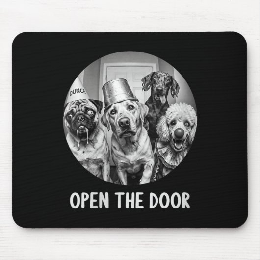 Dames Open De Deur Zombie Honden Grappig Halloween Muismat (Voorkant)