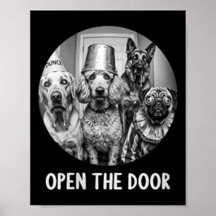 Dames Open De Deur Zombie Honden Grappig Halloween Poster
