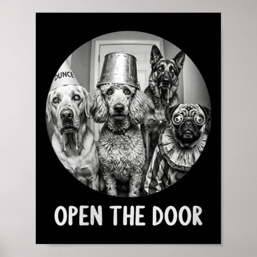Dames Open De Deur Zombie Honden Grappig Halloween Poster (Voorkant)