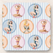 Dames opknappen - Retro-modellen pinups Bier Onderzetter (Voorkant)