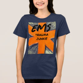 Dames oranje en grafiet trauma junkie Tri-Blend shirt