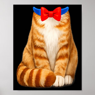 Dames oranje kat kostuum tabby dasje schattig poster