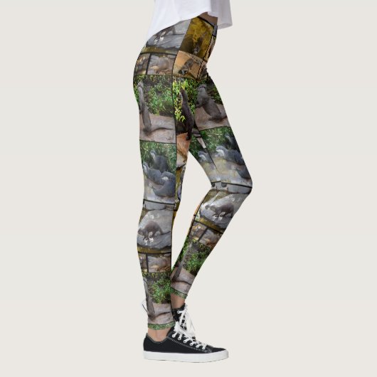 Dames Otter Fotocollage Leggings. Leggings (Rechts)