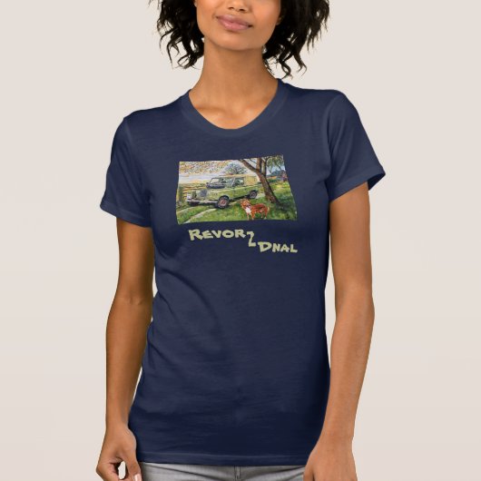 Dames oude stijl Land Rover T-Shirt (Voorkant)
