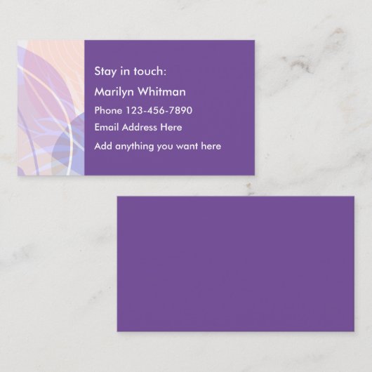 Dames Paarse Bloemen Persoonlijk Contact Kaarten Contactkaartje (Voorkant / Achterkant)
