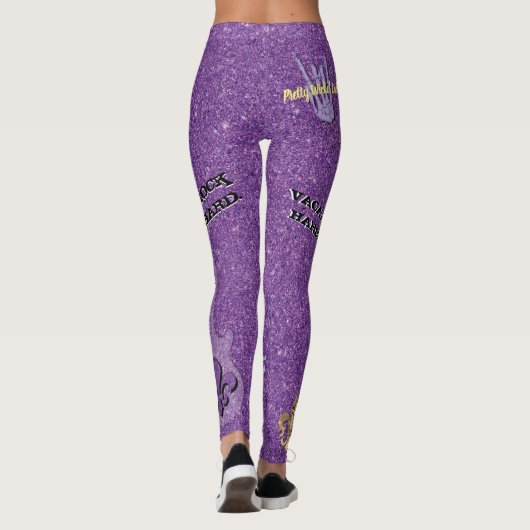   dames Paarse Glitter SR20 Leggings (Achterkant)