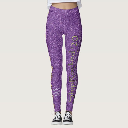   dames Paarse Glitter SR20 Leggings (Voorkant)