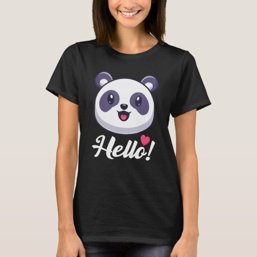 Dames  Panda 'hallo' T-shirt (Voorkant)