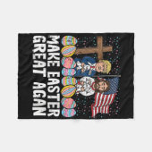 Dames Pasen Maak Trump Jezus Ons Fla Groot Fleece Deken (Voorkant (Horizontaal))