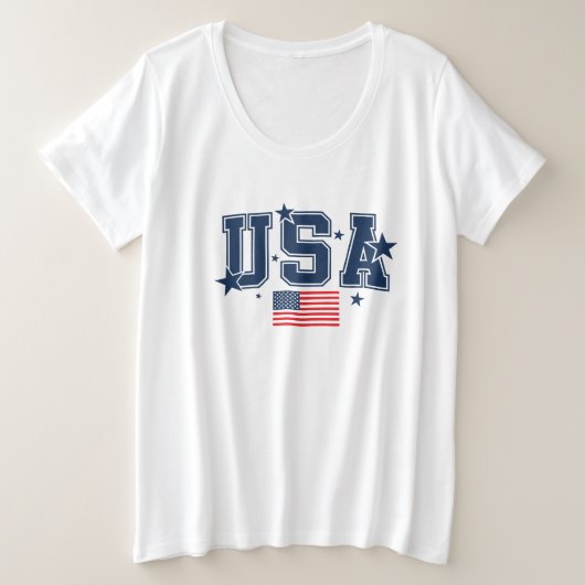 Dames Patriottisch T-Shirt in Plusmaten (Design voorkant)