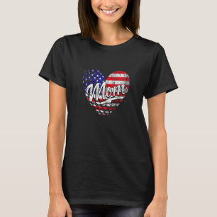 Dames Patriottische Amerikaanse Vlag Hart Golf Moe T-shirt