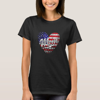 Dames Patriottische Amerikaanse Vlag Hart Golf Moe T-shirt
