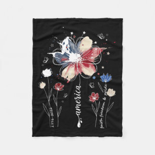 Dames Patriottische Wilde Bloem Zomer Bloem Amerik Fleece Deken