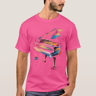 Dames Pianist Cadeau Piano Instrument Muziek Kleur T-shirt