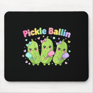 Dames pickle ballin schattige cartoon pickleball m muismat