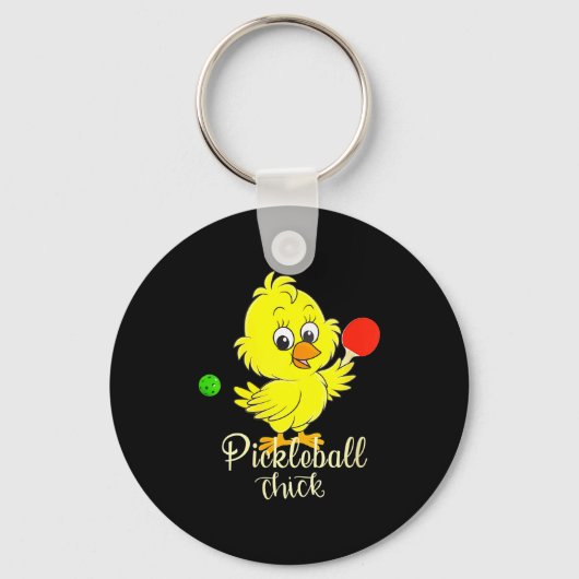 Dames pickleball chick grappig pickle ball sleutelhanger (Voorkant)