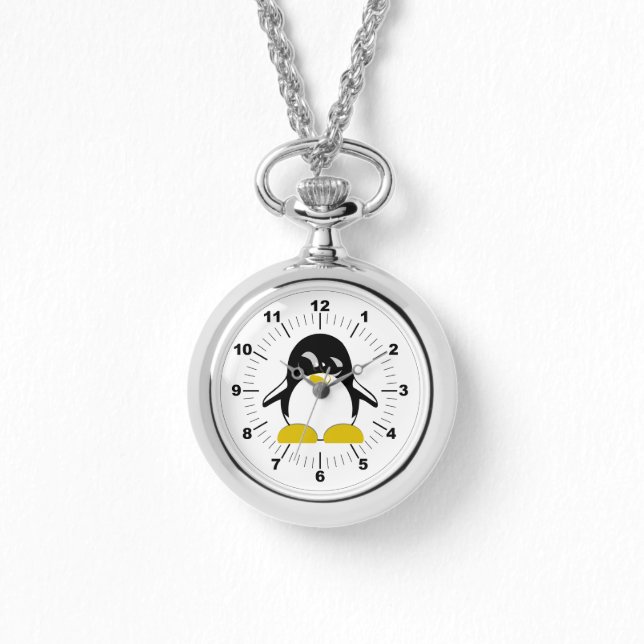 Dames Pinguïn Wraparound Zilveren horloge (Voorkant)