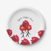 Dames pioenen papieren bordje (Voorkant)