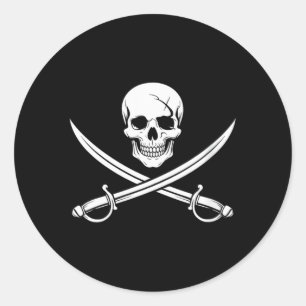 Dames Piraten Schedel En Kruisbeenderen Kruis Zwaa Ronde Sticker