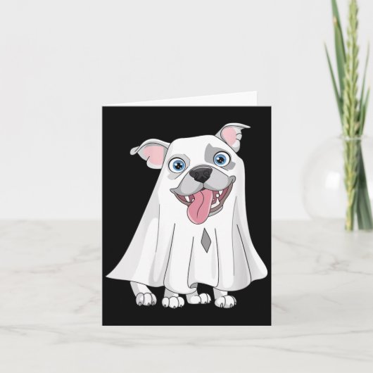 Dames Pitbull-hond met witte spookkostuum Kaart (Voorkant)