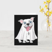 Dames Pitbull-hond met witte spookkostuum Kaart (Gele Bloem)