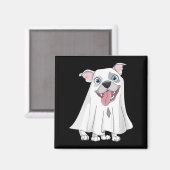 Dames Pitbull-hond met witte spookkostuum Magneet (Voorkant / Achterkant)