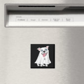 Dames Pitbull-hond met witte spookkostuum Magneet (Insitu (Vaatwasser))
