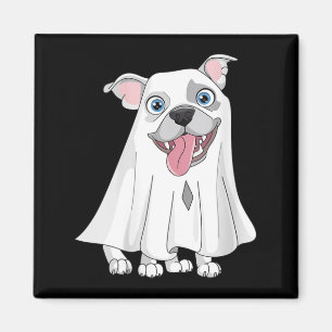 Dames Pitbull-hond met witte spookkostuum Magneet
