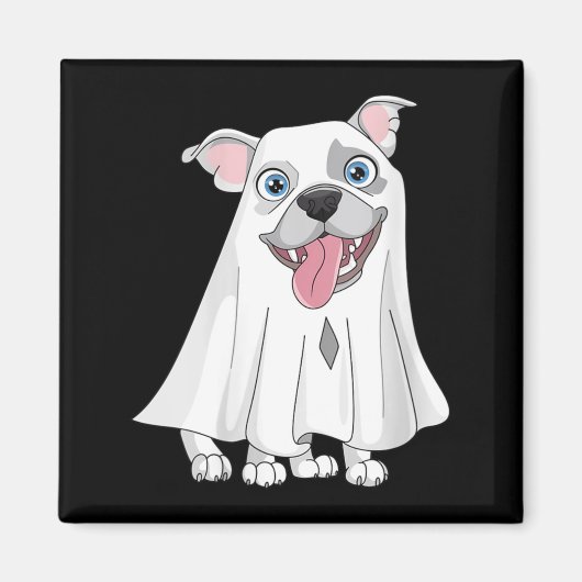 Dames Pitbull-hond met witte spookkostuum Magneet (Voorkant)