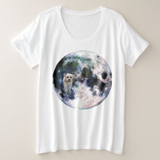 Dames plus grootte T-shirt Havanese Dog Orbiting M (Design voorkant)