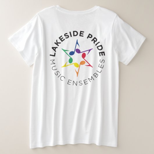 Dames plus-maat basis T-shirt (Design achterkant)