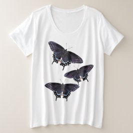 Dames Plus Maat T-shirt Zwart Swallowtail