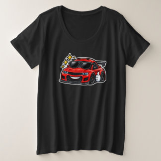 Dames Plus Size Grappige Auto T-shirt | Zwart
