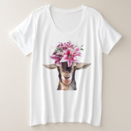 Dames Plus Size T-shirt Lily the Goat