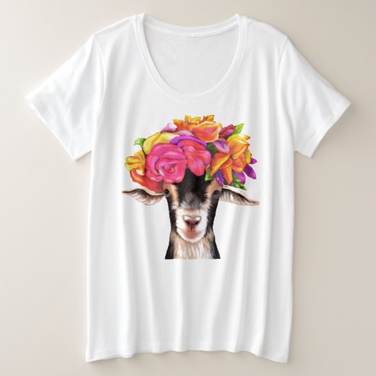 Dames Plus Size T-shirt Posey the Goat (Design voorkant)