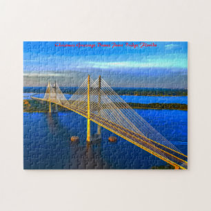 Dames Point-brug Florida. Kerstgroeten Legpuzzel