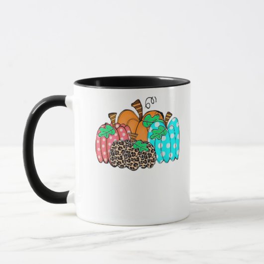 Dames Pompoen Luipaardprint Grafisch Het is Herfst Mok (Links)