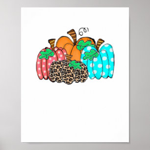Dames Pompoen Luipaardprint Grafisch Het is Herfst Poster