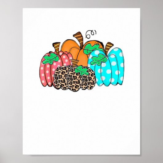 Dames Pompoen Luipaardprint Grafisch Het is Herfst Poster (Voorkant)