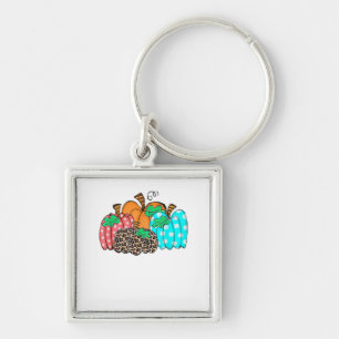 Dames Pompoen Luipaardprint Grafisch Het is Herfst Sleutelhanger