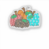 Dames Pompoen Luipaardprint Grafisch Het is Herfst Sticker (Voorkant)