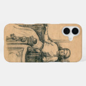 Dames potlood graphics op ambacht iPhone hoesje (Achterkant horizontaal)